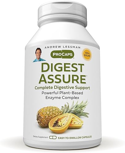 ANDREW LESSMAN Digest Assure 180 cápsulas - Mezcla completa de potentes enzimas naturales para apoyar y mejorar la salud digestiva, enzimas de