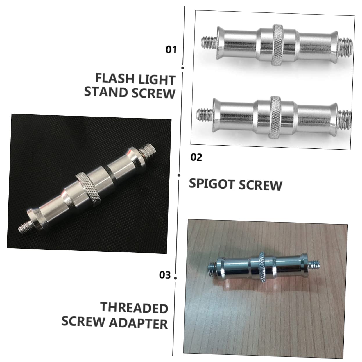 LIFKICH 6pcs Threaded Screw Adapter 1/4 to 3/8 Converter for Camera Flash Light Stands Universal Tripod Adapter