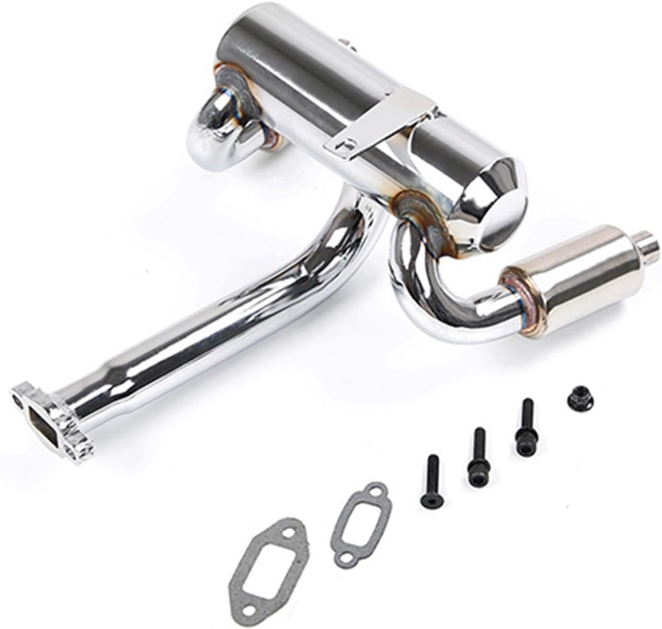 FLMLF Double Exhaust Pipe Kit for 1/5 HPI ROFUN BAHA ROVAN King Motor Baja 5B Rc Car Parts