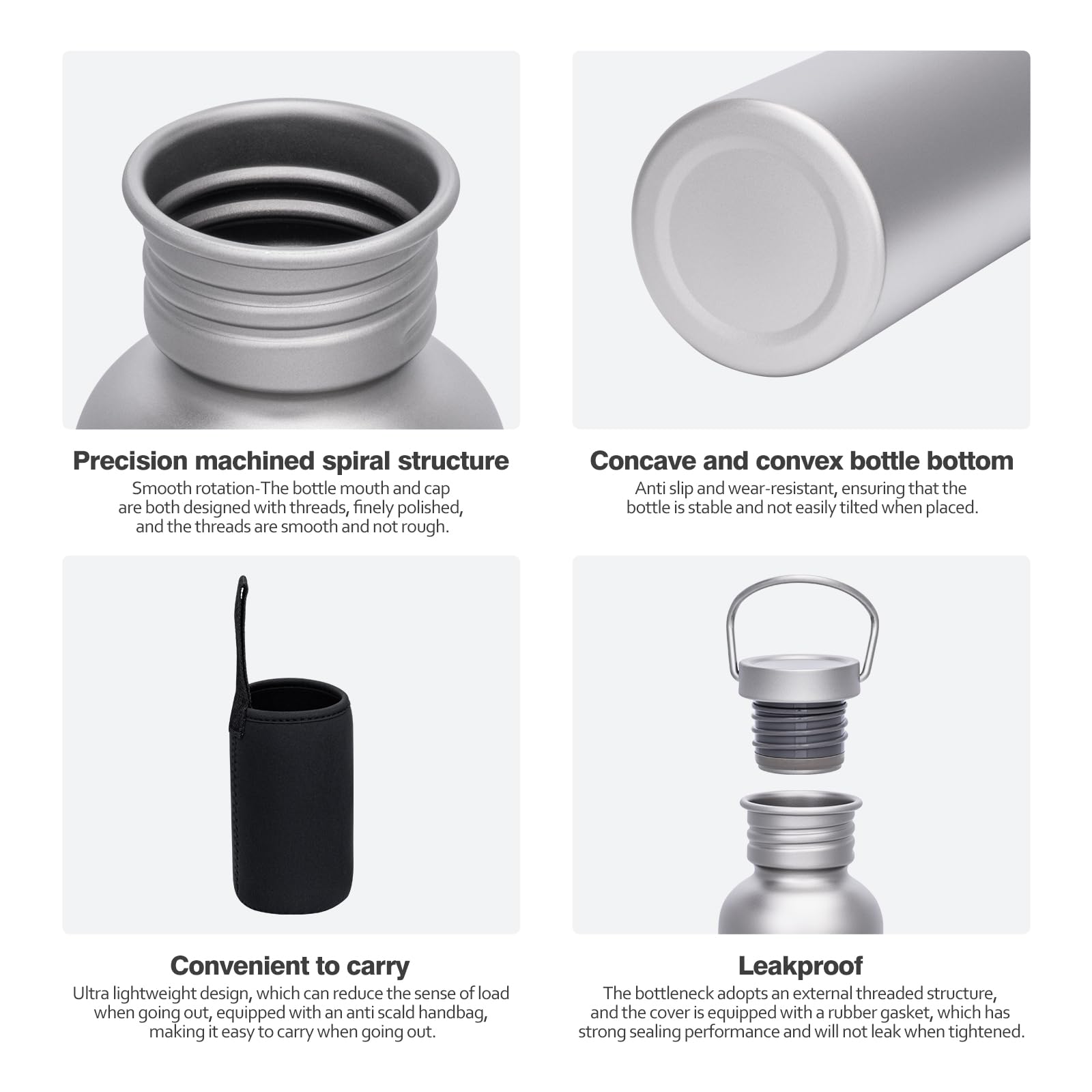 Amazon.com : Boundless Voyage Titanium Water Bottle with Lid Wide