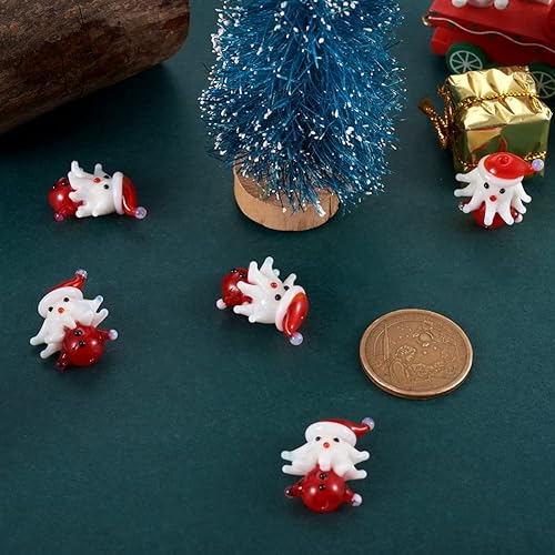 Vista 22 de 1 hebra/25 cuentas de cristal de Navidad 3D hechas a mano para Navidad, joyería temática de Navidad, collares, aretes, llaveros, fabricación y Guante