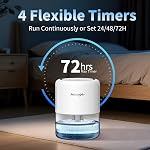 Small 45oz (1.3L) Home Dehumidifier Portable Quiet Dehumidifier with 3 Modes, 10 Color Lights, 4 Timer Settings for Bedroom, Bathroom and Closet