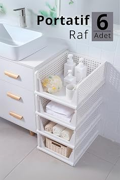 Mithra Life 6 Bölmeli Kayar Raf Organizer Dolap İçi Kıyafet Düzenleyici Beyaz 45x35 cm MIT1262