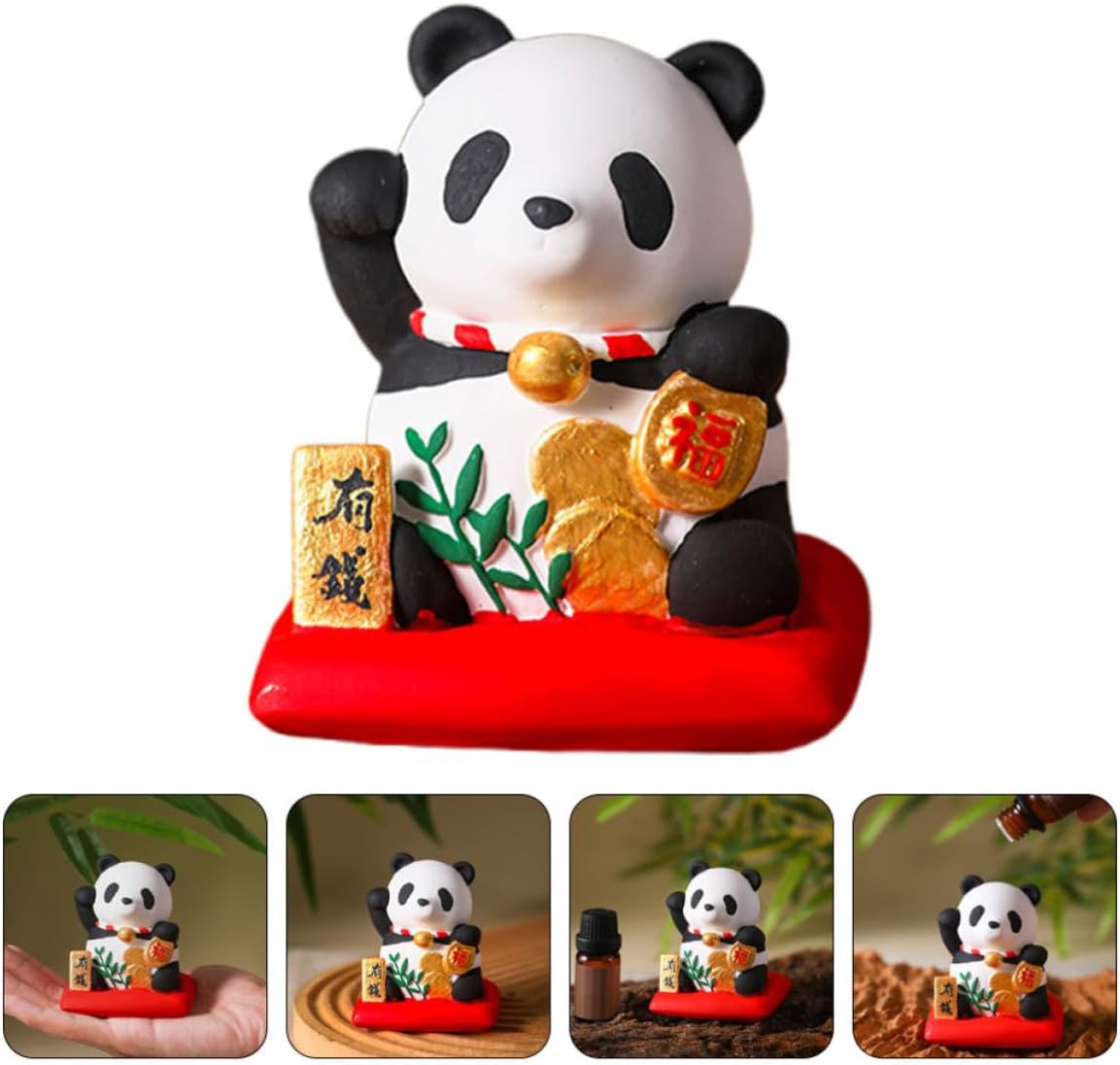 Kichvoe Non-Electric Panda-Shaped Plaster Aroma Diffuser Stone for Car and Meditation Room, Decorative Animal Figurine Adds Aroma and Lasting Fragrance, Unique Design Car Aromatherapy