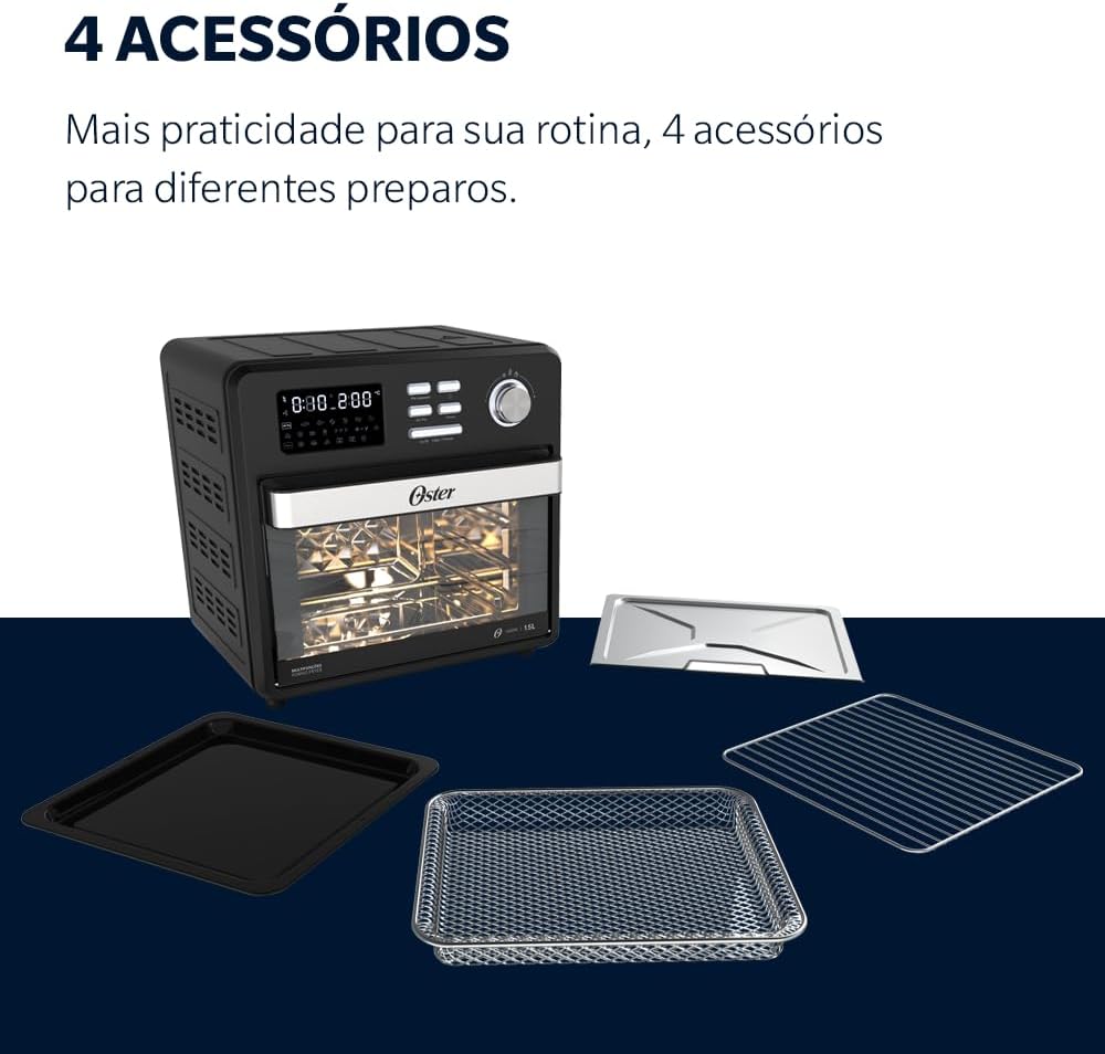 Oster Forno e Fryer 15L Multifunções Compact 10 em 1 OFOR160-127 Oster Forno e Fryer 15L Multifunções Compact 10 em 1 OFOR160-127