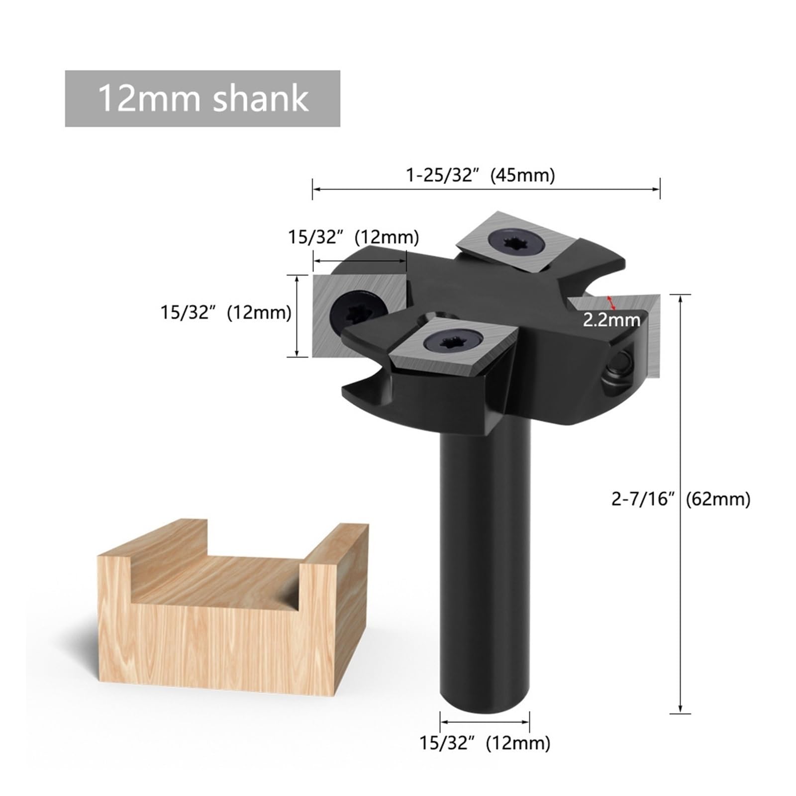 Narzędzia skrawające do tokarki Tokarka, 12,7 Mm Trzpień Spoilboard Bit Do Napawania 2/3/4 Rowki Wkładka Strugarki Drewna Płyta Węglikowa Frez Spłaszczania(12x45x62Lx4T)