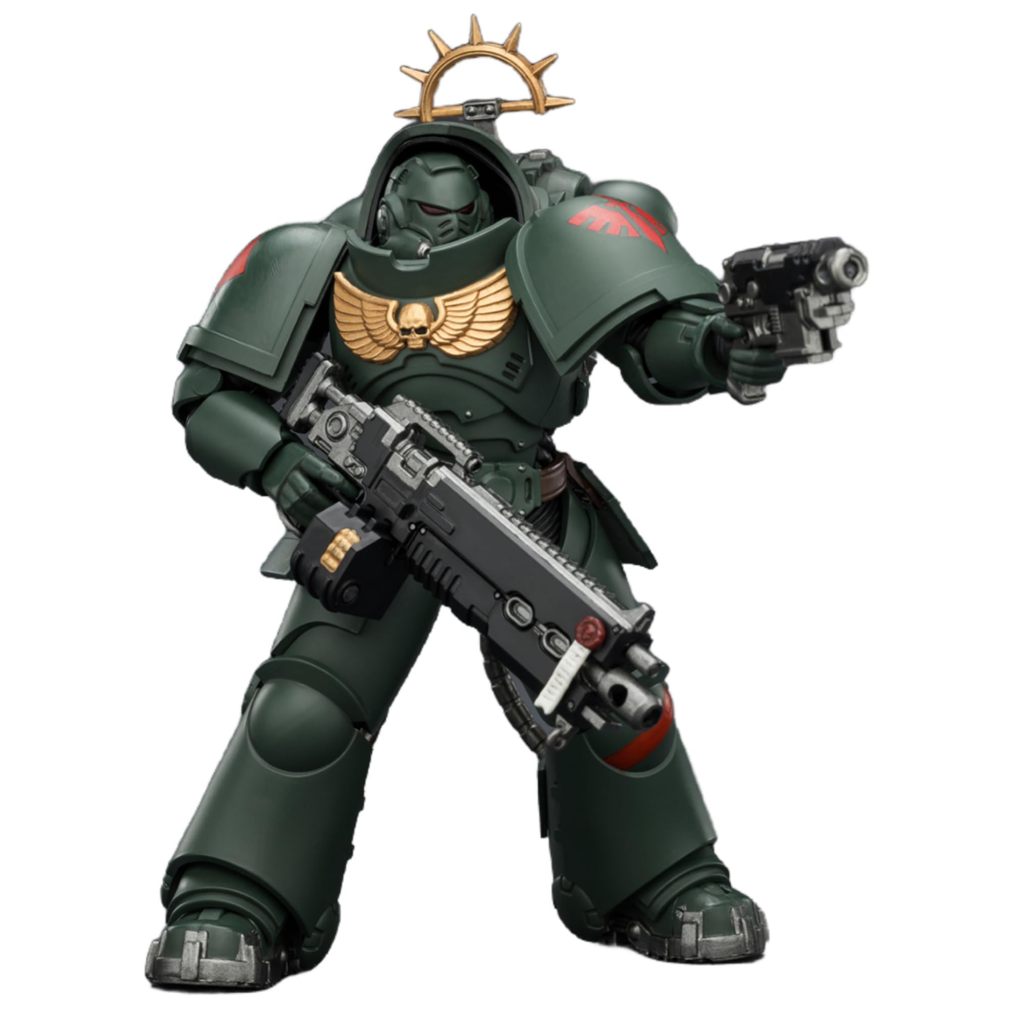 JOYTOY Dark Angels Warhammer 40k 1/18 figurka gra edycja Dark Angels ciężki orędownik z ciężkim karabinem śrubowym i pistoletem śrubowym, prezenty kolekcjonerskie, zabawki dla dzieci w wieku 15+ i