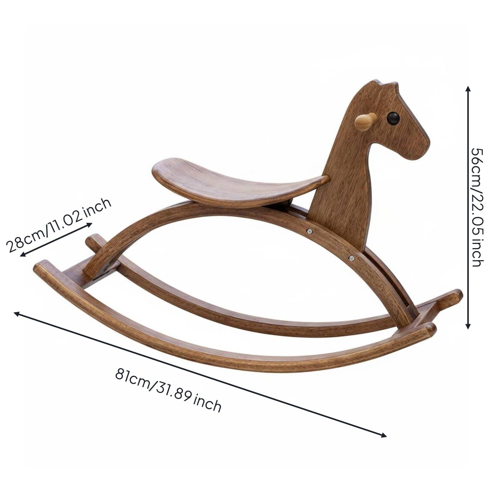 Sedia a Dondolo per Bambini Giocattolo a Dondolo Cavalluccio in Legno Seggiolina Dondolante Poltroncina Dondolante con Design Curvo Minimal E Venature, color to 1