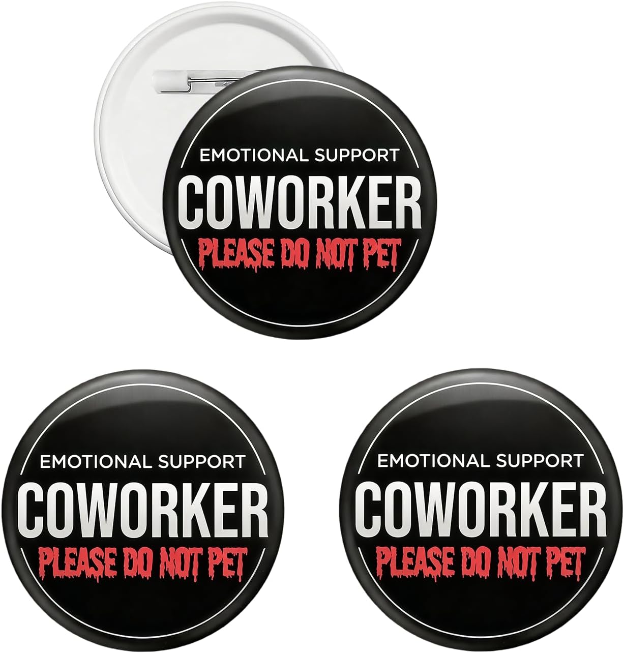 Emotional Support Coworker Round Pin, 3/5 Pcs Do Not Pet Funny Enamel Pins 1.73in Office Work Humor Daily Lapel Backpack Coat Outfit Jewelry