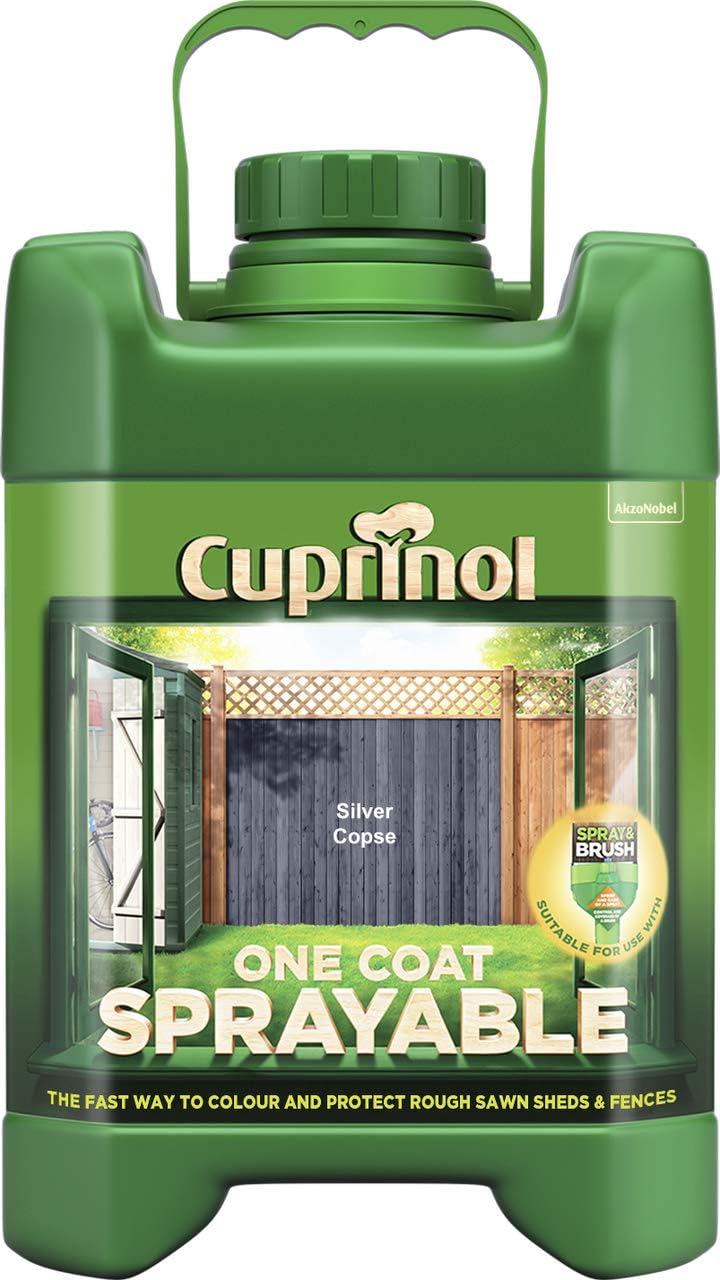 Cuprinol 5244707 One Coat Sprayable SFTSC5L Spray Fence Treatment Silver Copse 5 Litre, 5L