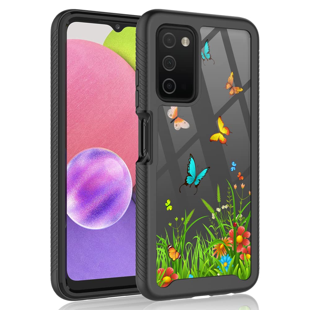 SYONER Shockproof Clear Phone Case Cover for Samsung Galaxy A03s [Butterfly]