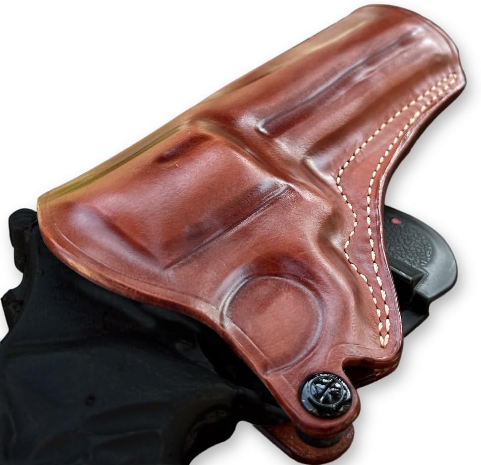 Masc Premium Leather Paddle Holster Open Top Fits, Model 686 Plus 357 Magnum 7RD 5-inch, Right Hand Draw, Brown Color #1510#