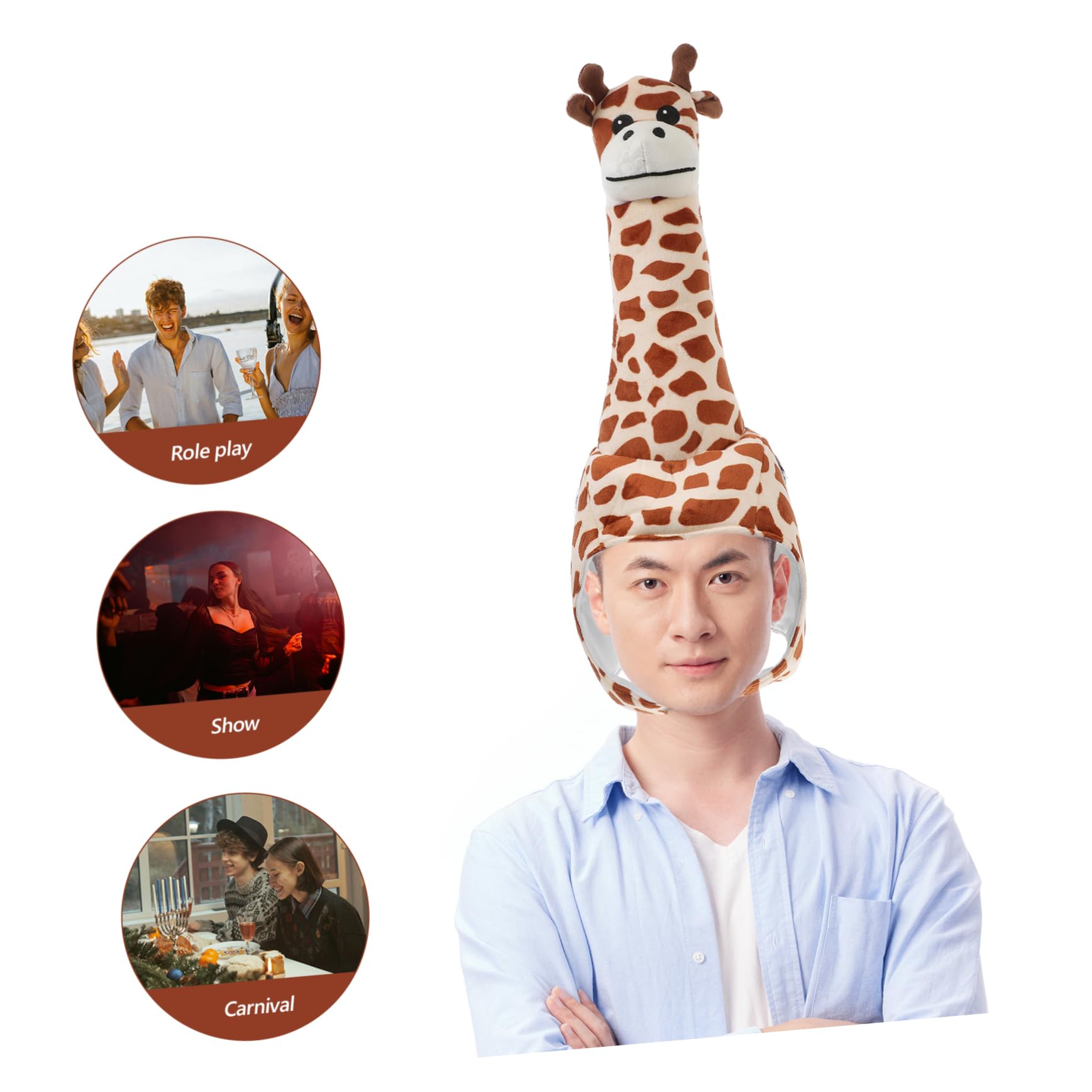 TOYANDONA Cappello Giraffa in Peluche Cotone Pp, Comodo da Indossare, Cappello Divertente a Forma di Giraffa per Feste e Spettacoli Fotografici