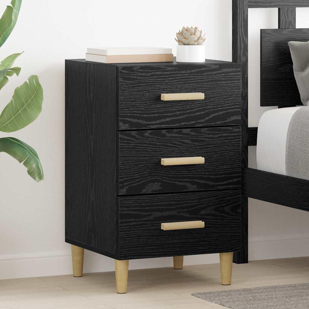 Table de chevet noire aspect chêne 40x40x66 cm meuble d'appoint en bois