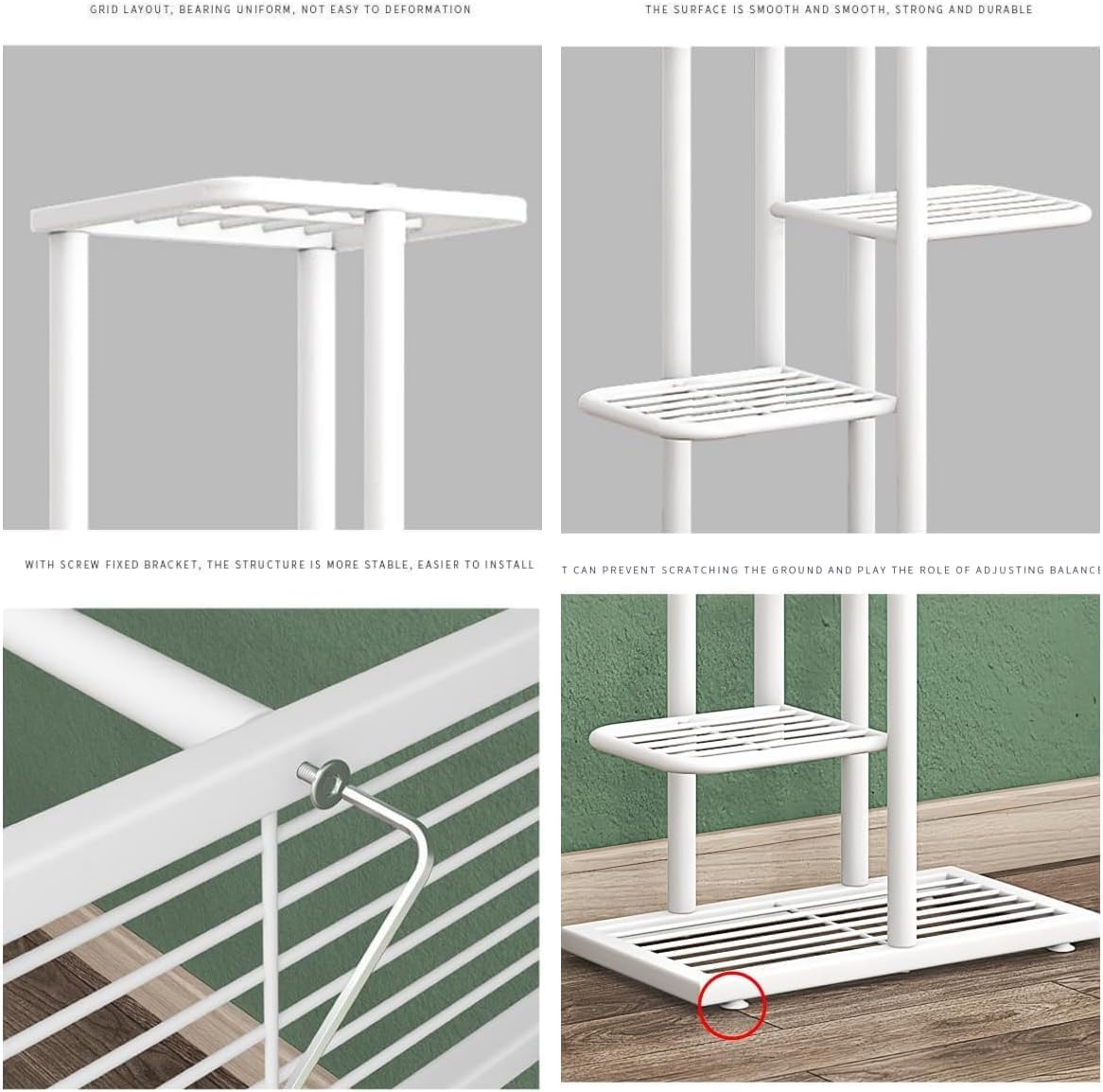 Uwenkjie The white 3-layer metal plant rack can accommodate 4 pots of fresh flowers. Indoor and outdoor - Image 3