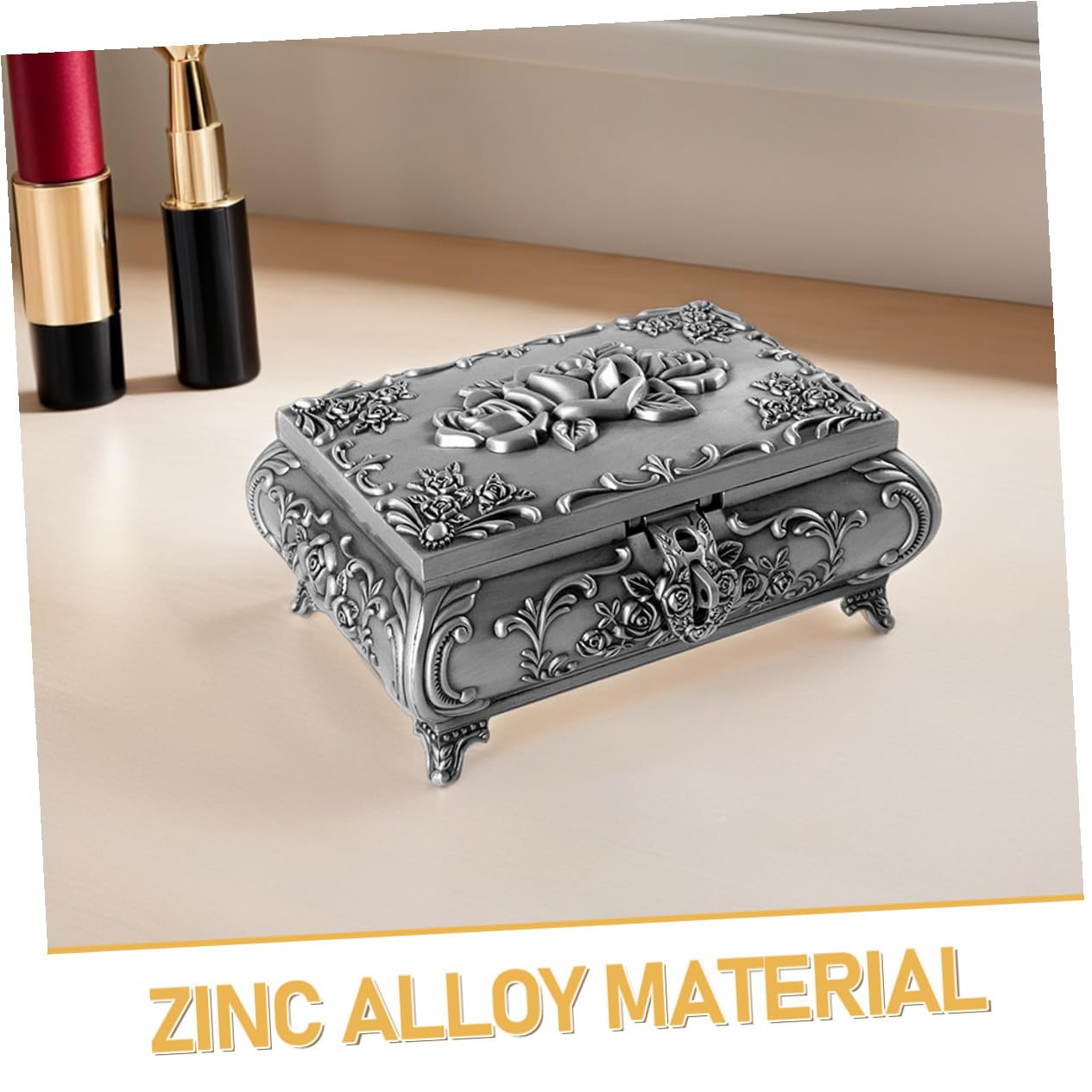 minkissy Pudełko Na Biżuterię Z Metalu W Stylu Retro Organizer Do Przechowywania Biżuterii Etui Na Drobiazgi Etui Na Kolczyki Pojemnik Na Drobiazgi W Stylu Vintage Pojemnik Na