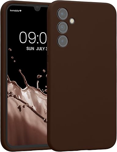 kwmobile Funda compatible con Samsung Galaxy A34 5G - Funda delgada de silicona TPU - Acabado suave al tacto - Chocolate