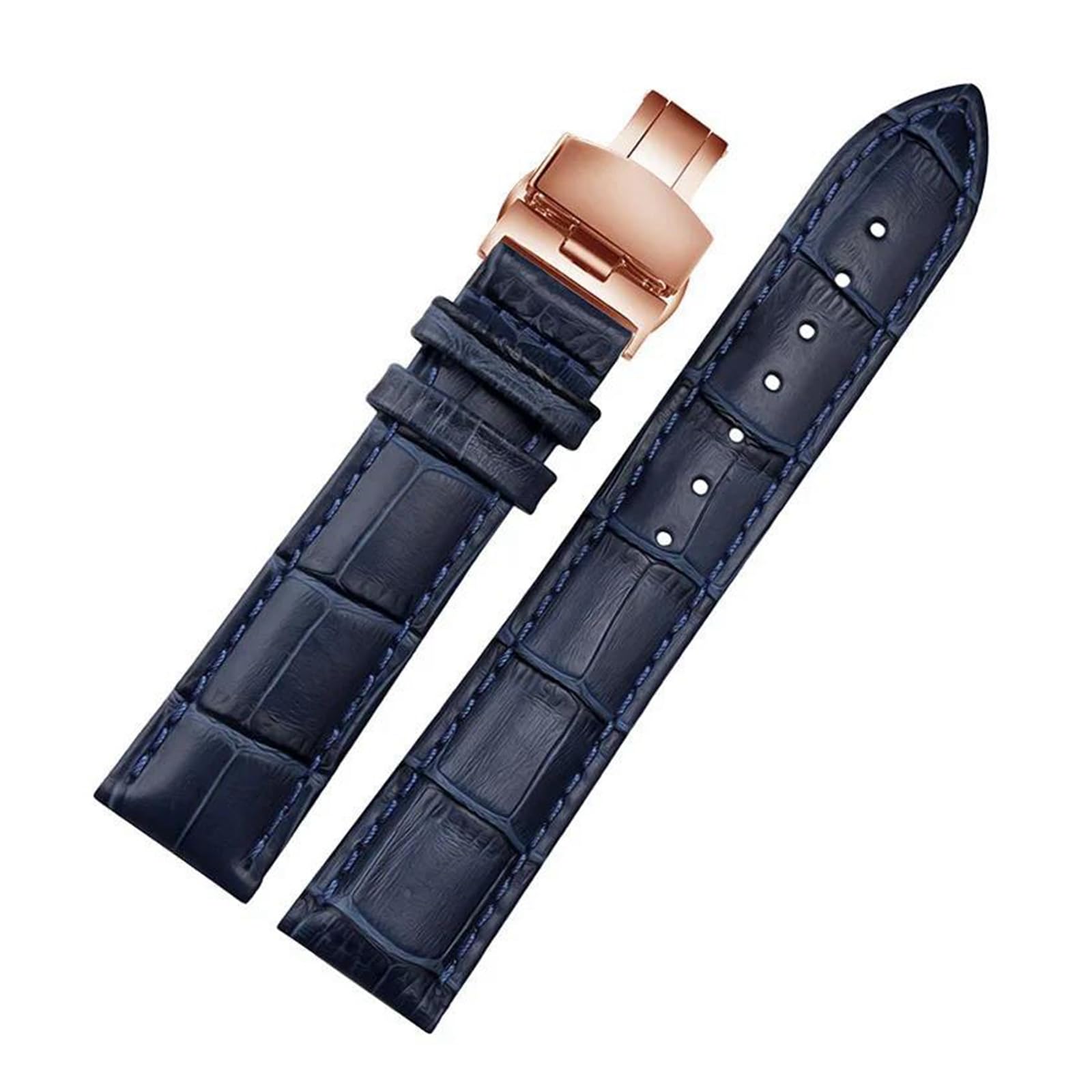 Bracelets de montre en cuir， Bracelet de montre en cuir avec fermoir papillon 12-24 mm