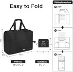 Foldable Travel Duffle Bag with Trolley Sleeve 40L for Men & Women | Lightweight Packable Travel Duffel Bags with the Keyhole Zipper, Weekender Overnight Nylon Carry on Bag, Black