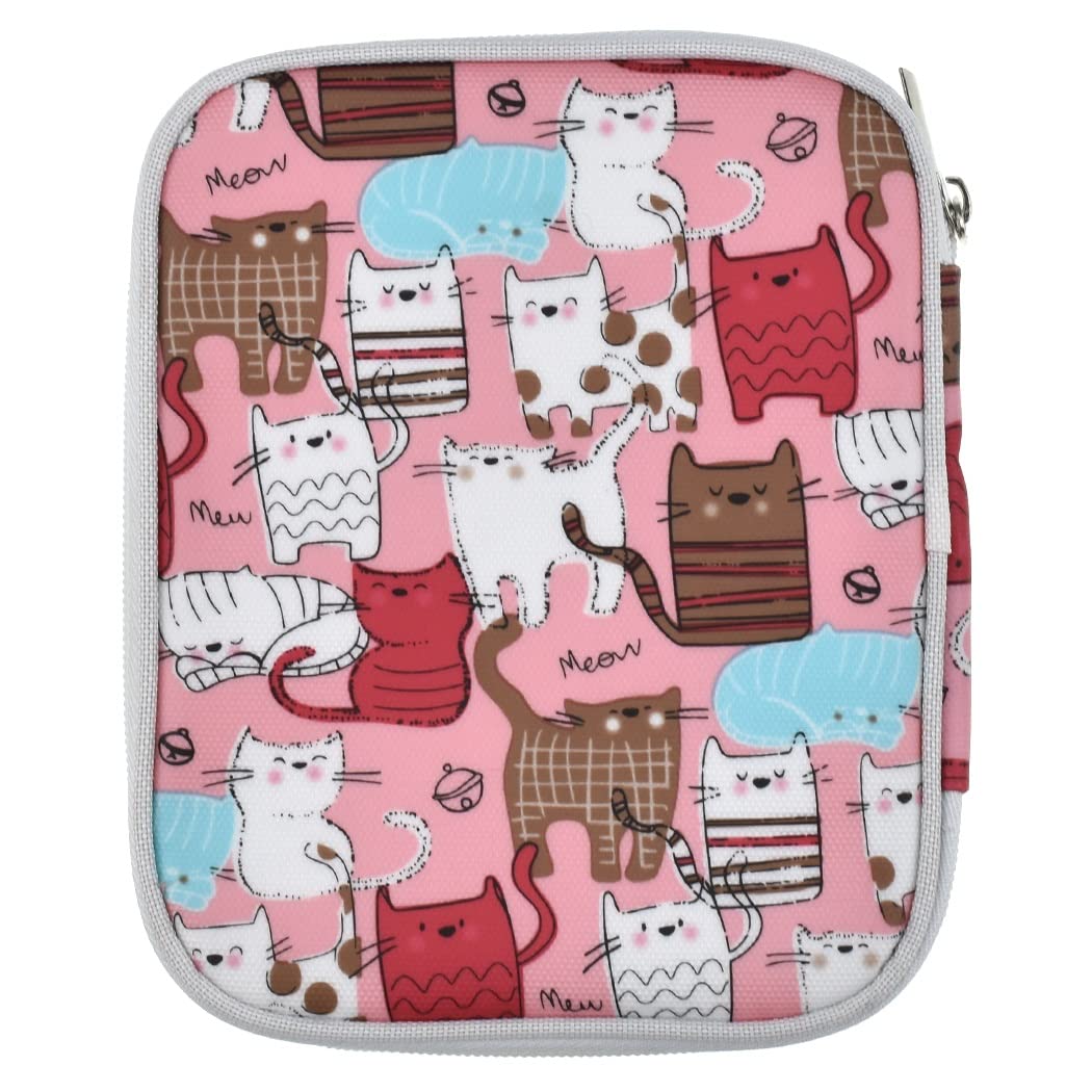 JOZEA Crochet Hooks Case,Empty Zipper Storage Organizer Bag with Web Pockets for Various Crochet Needles, Knitting Accessories, Crochet Hook Kit Tools, Pink