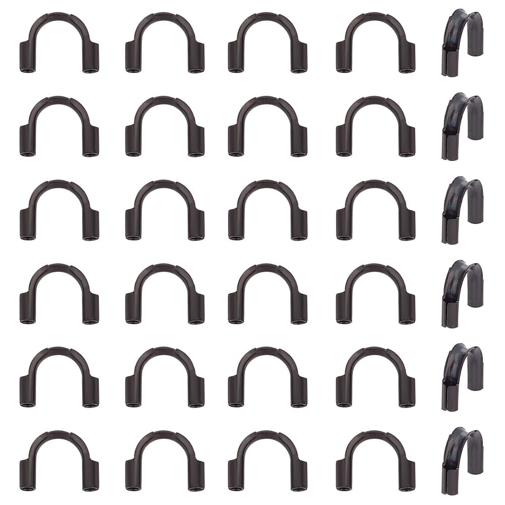 UNICRAFTALE 50pcs Black Stainless Steel Wire Guardian U Shape Loops Terminators Wire Protector Wire Guard Thread Protector Loop Guardian Terminatorfor Necklaces Bracelets Jewelry Making 6.3~7mm