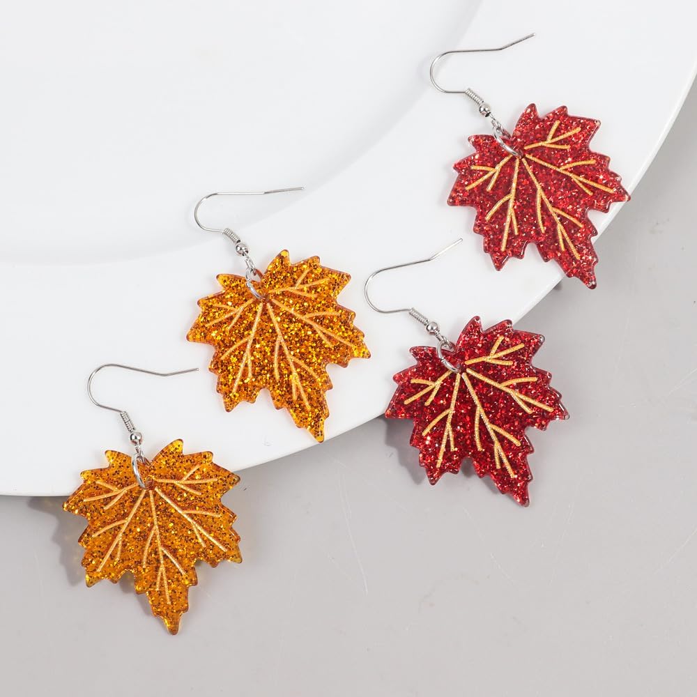 Thanksgiving Earrings for Women Acrylic Maple Leaf Dangle Drop Earring Warm Fall Earring Thanksgiving Prom Costumes Jewelry Accessories 2025 - Image 6