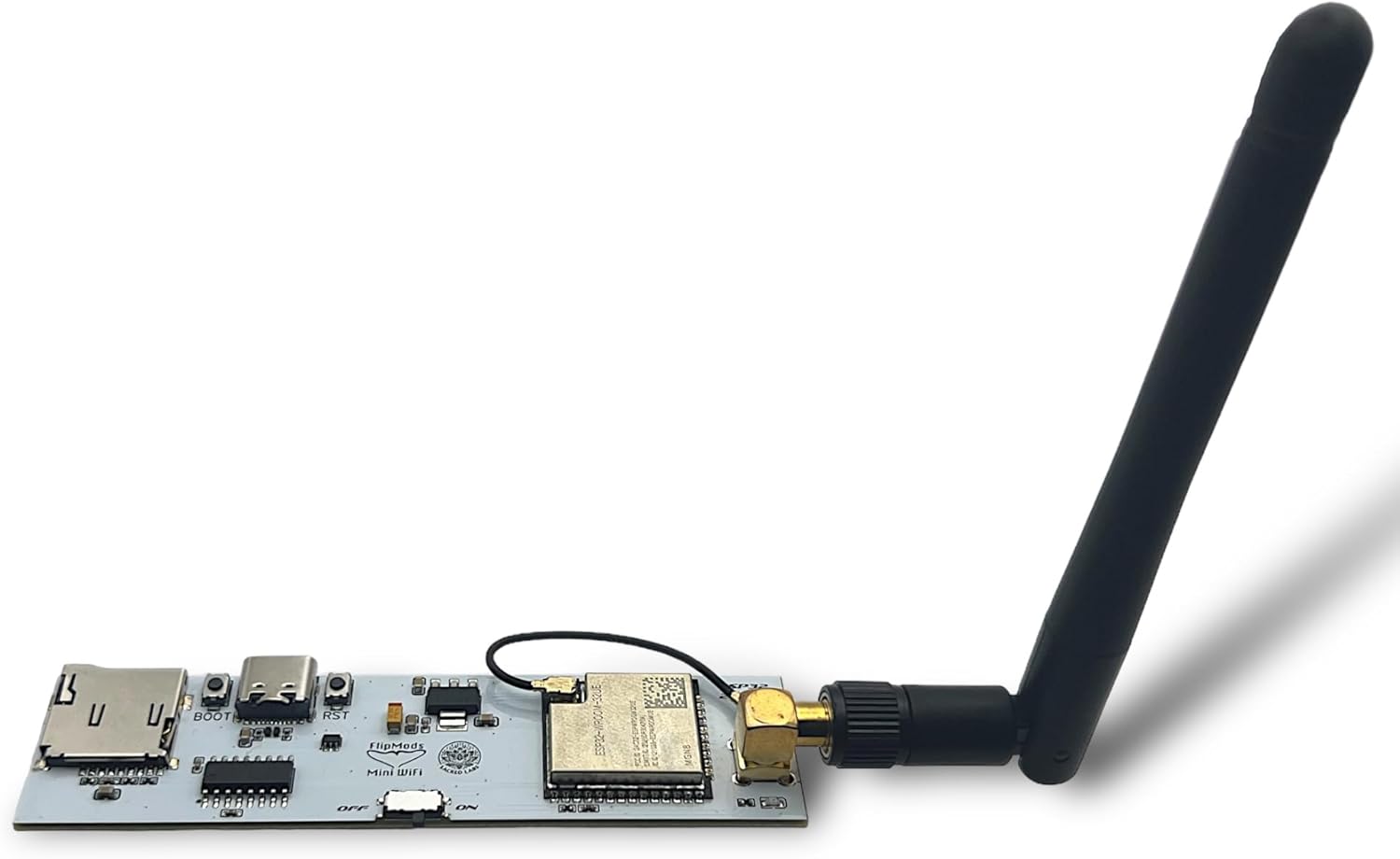 FlipMods Mini ESP32 WiFi Dev Board for Flipper Zero GPIO - with 2.4GHz Antenna, USB-C Port, Micro SD Slot