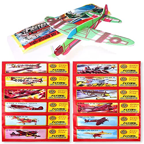 12 Piezas Planeadores Voladores, Aviones Planeadores para Niños, Aviones Planeadores Deslizantes, Deslizadores de Poliestireno, Empaquetados Individualmente, para Rifa de Escuela Regalo Sorpresa
