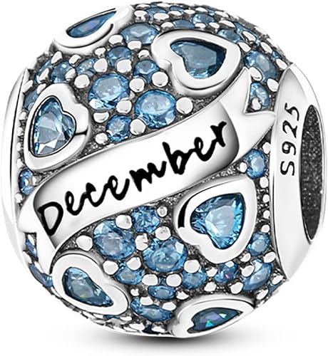 MULA Dijes de piedra natal de plata de ley 925 para pulseras y collares, colgantes con circonita cúbica 5A, joyería de feliz cumpleaños para el día