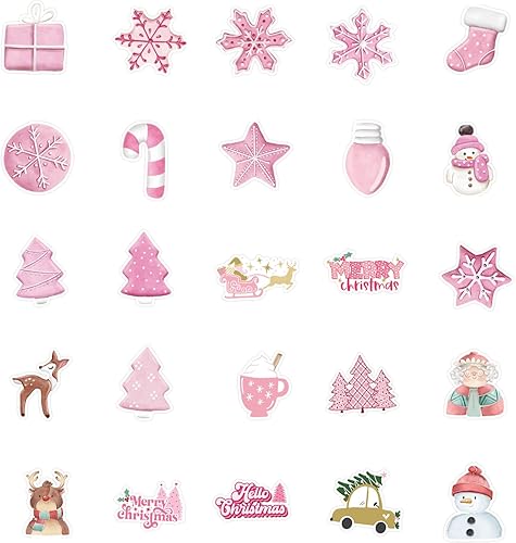 Miniatura 3 de 50 calcomanías de grafiti rosa de Navidad, tazas de agua, calcomanías de decoración de equipaje de computadora, calcomanías impermeables para tienda
