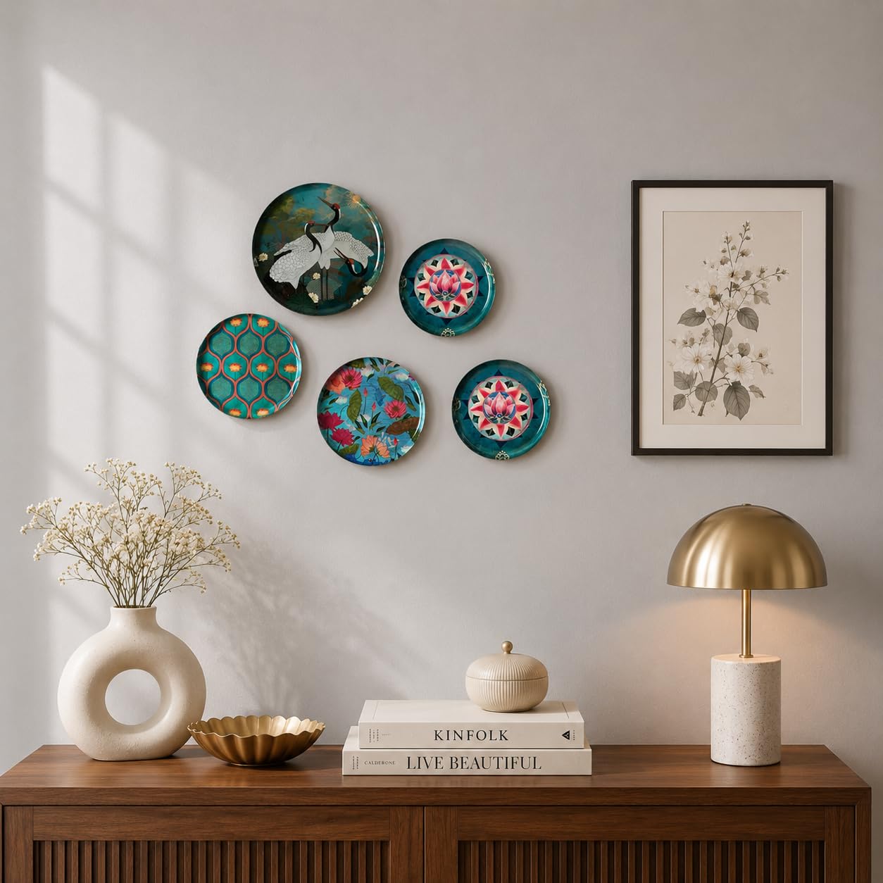 Metal Wall Plate Set for Home Decor | Handcrafted Decorative Metal Wall Hanging Plates | Crane, Lotus & Botanical Wall Art | Premium Wall Décor for Living Room, Bedroom, Office | Ready to Hang-image-17