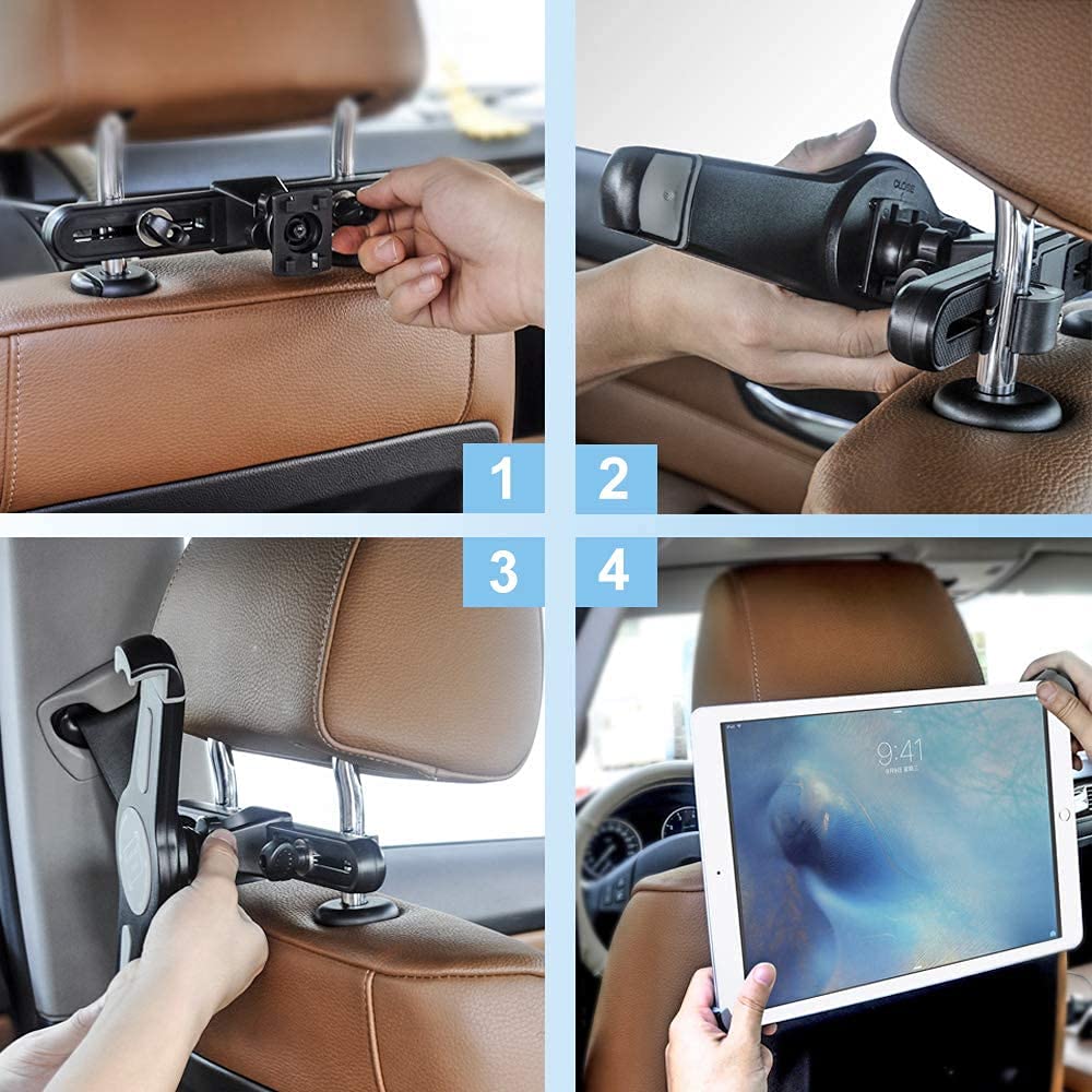 Support de tablette pour appuie-tête de voiture pour iPad Pro 9.7, 10.5, 12.9 Air Mini 5 4 3 2, iPhone, Galaxy Tabs, Switch, et autres appareils de 4 à 13"