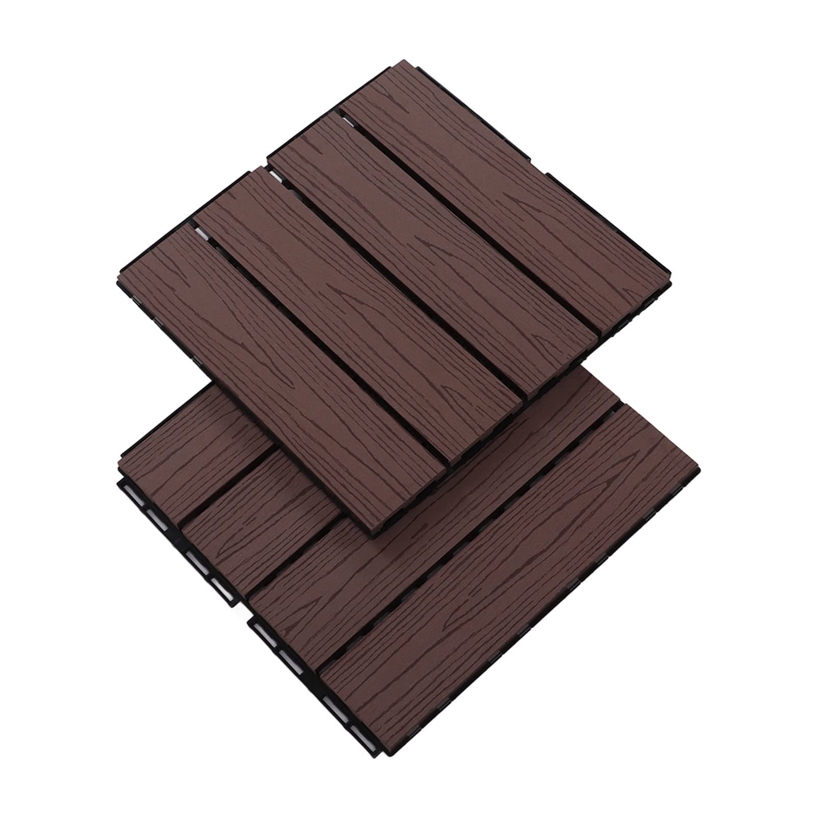 Yosoo Health Gear 16 Piezas de Baldosas Entrelazadas para Terraza de Patio, Suelos de Exterior, Compuesto de Madera y Plástico, 11,81 X 11,81 X 0,79 Pulgadas, Impermeable, Instalación Rápida para