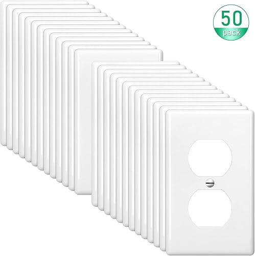 Miniatura 9 de Hoteam Juego de 50 placas de pared dúplex, cubierta de toma de corriente eléctrica de 4.50 x 2.76 pulgadas, tamaño estándar para el hogar, 2 bandas,