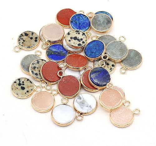 QSLLER Dijes de piedra natural, amatista irregular, ojos de tigre (0.551 x 0.709 in) para hacer joyas, collares, pulseras (8 colores aleatorios),