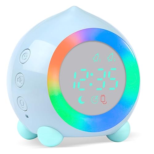 Réveil Lumineux pour Enfants,Horloge Numérique LED avec Veilleuse,Alarme Snooze,Volume Réglable,USB