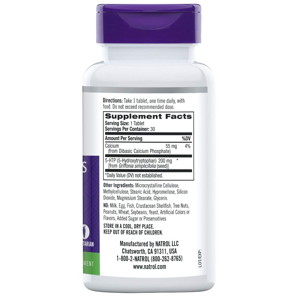 Natrol, 5HTP, Time Release, Maximum Strength, 200 mg, 30 Tablets Buy