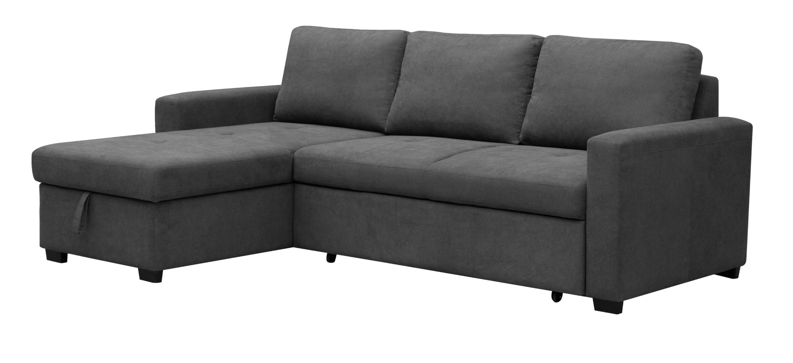 SHIITO | Modelo Play - Sofá 3 Plazas con Chaiselongue y Arcón Reversible Izquierda o Derecha | Convertible en Cama | Relax & Confort | 230 x 84 x 96 cm - Color Gris Oscuro