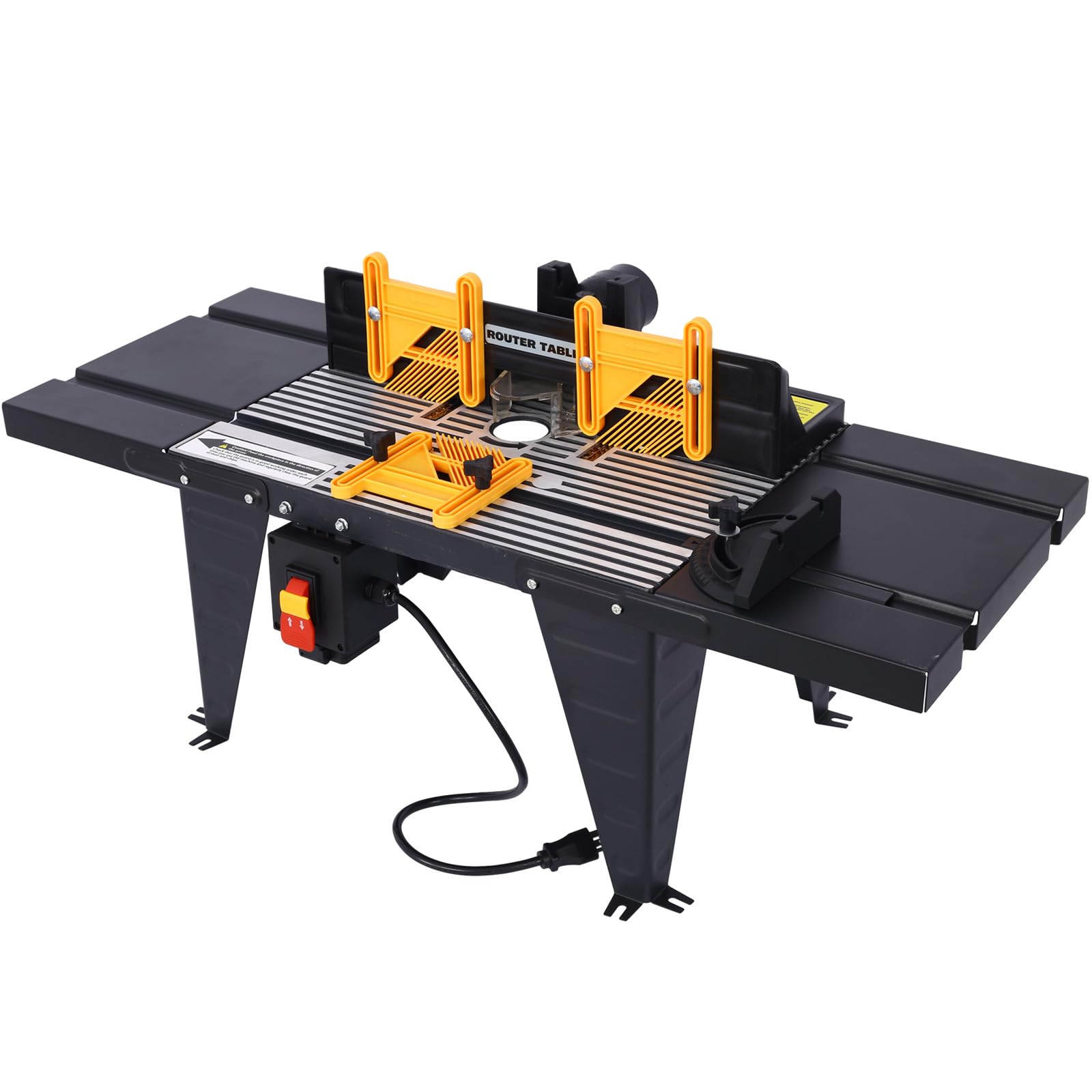 Electric Benchtop Router Table 34 in. x 13.5 in, Universal Benchtop Router Tables Top with Steel Stand, Adjustable Fence, Safety Guard & Miter Gauge