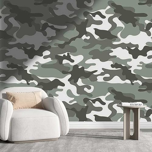 Papel tapiz mural de camuflaje para pegar y despegar, decoración de pared, fácil de instalar (ancho), 31.5 pulgadas de ancho x 24 pulgadas de alto