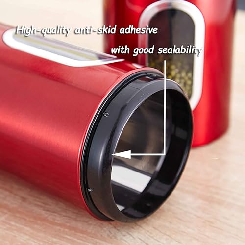 Miniatura 4 de Juego de recipientes de cocina de 3 piezas para azúcar, alimentos, té, café, dulces, tarros de almacenamiento de acero inoxidable con ventanas