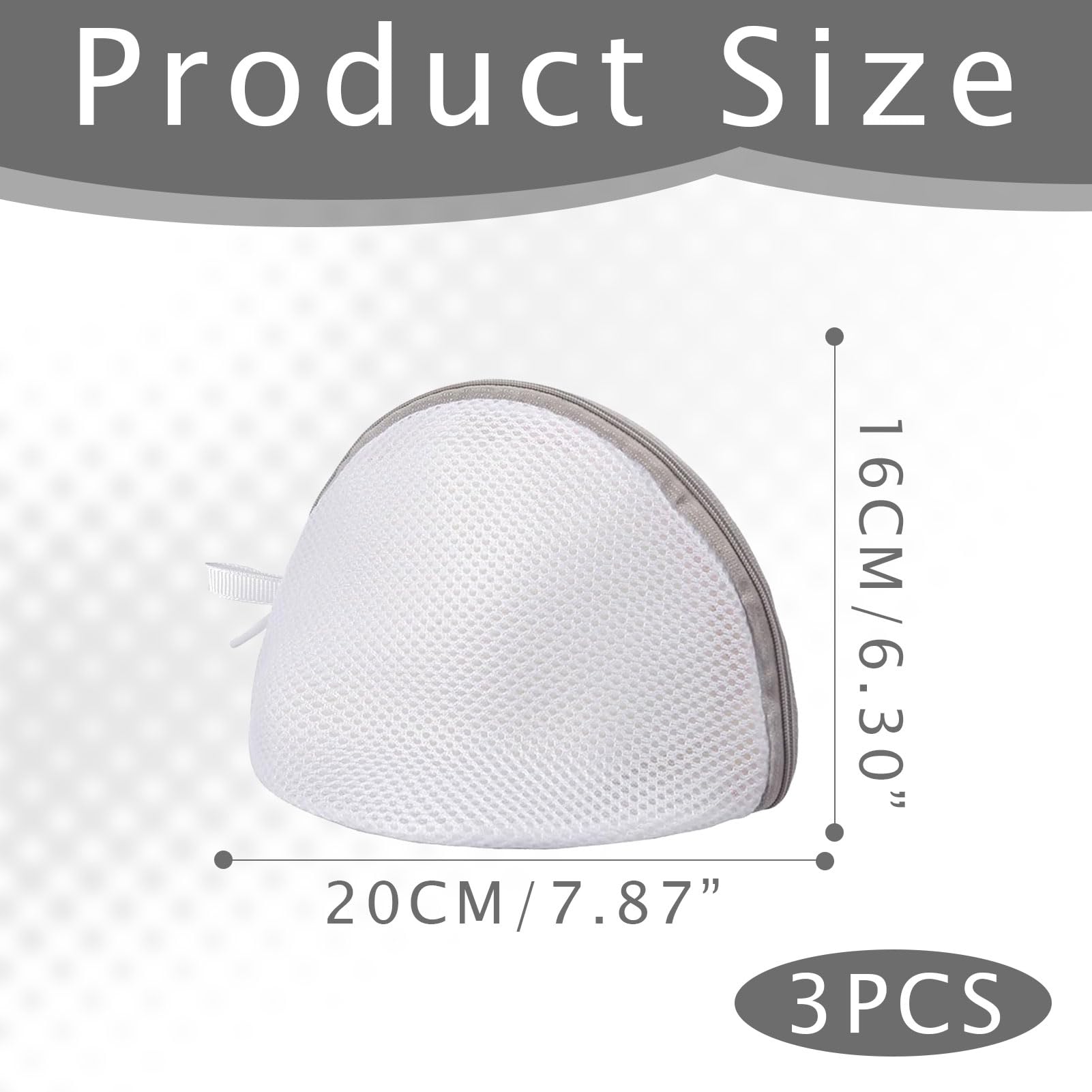 3 Stuks - BH Waszakje - BH Waszak - Wasnetten - Wasnet - Was Zakjes Voor Bh Met En Zonder Beugel Wit Polyester 34 20cm