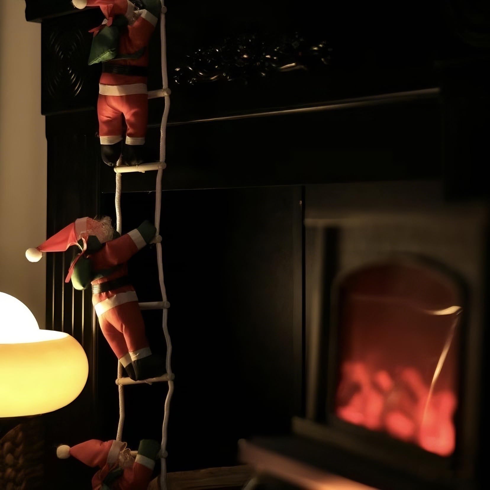 Papá Noel escalando con escalera – Juego de decoración navideña móvil para ventanas, chimenea de árbol de Navidad | Santa Claus decoración para casa jardín