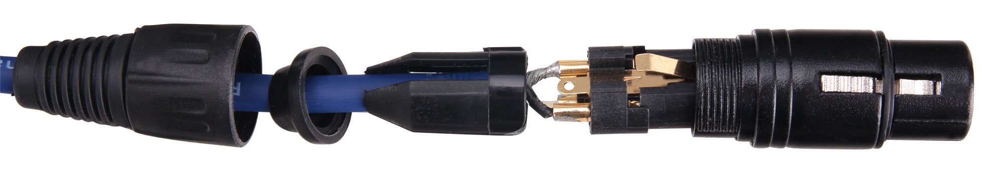 Pronomic Lot de 4 Stage DMX3-20 Câbles DMX 20 mètres (pour câblage d'effets lumineux, contacts dorés, gaine bleue, XLR mâle vers XLR femelle) bleu
