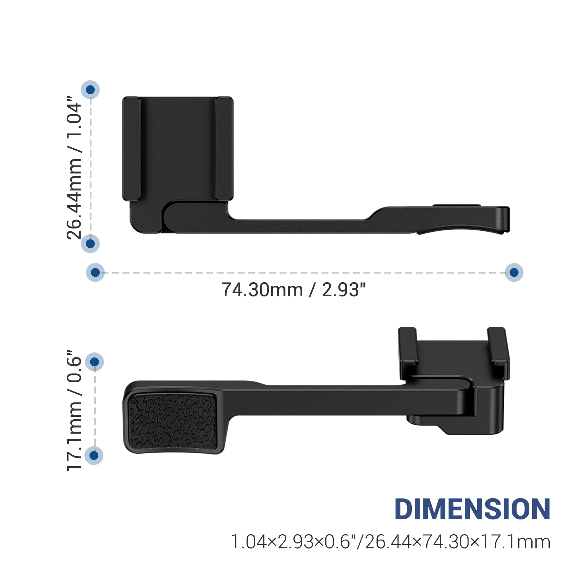 JJC Impugnatura in lega di alluminio per fotocamera Fujifilm GFX100RF, protezione per slitta calda, design con supporto per scarpa fredda, colore nero
