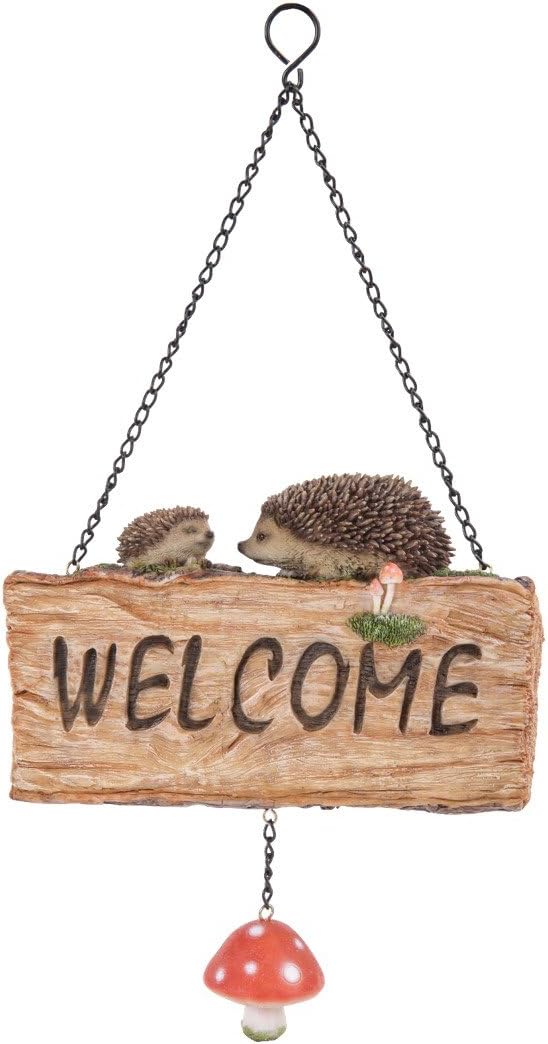 Vivid Arts Hanging Hedgehog Welcome Log - Hanging Home Ornament (HGF-081)