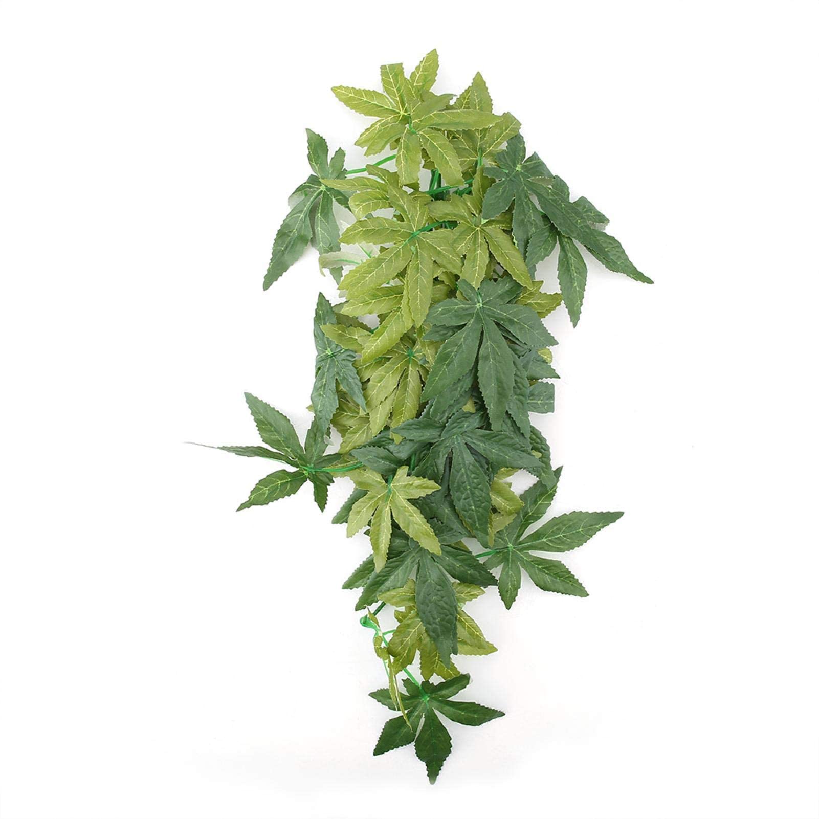 Pssopp Green Reptiles Artificial Vine Plastic Fake Hanging Leaves Simulation Plant Reptile Terrarium Habitat Decor Aquarium Fish Tank Ornament With A Sucker(40Cm)