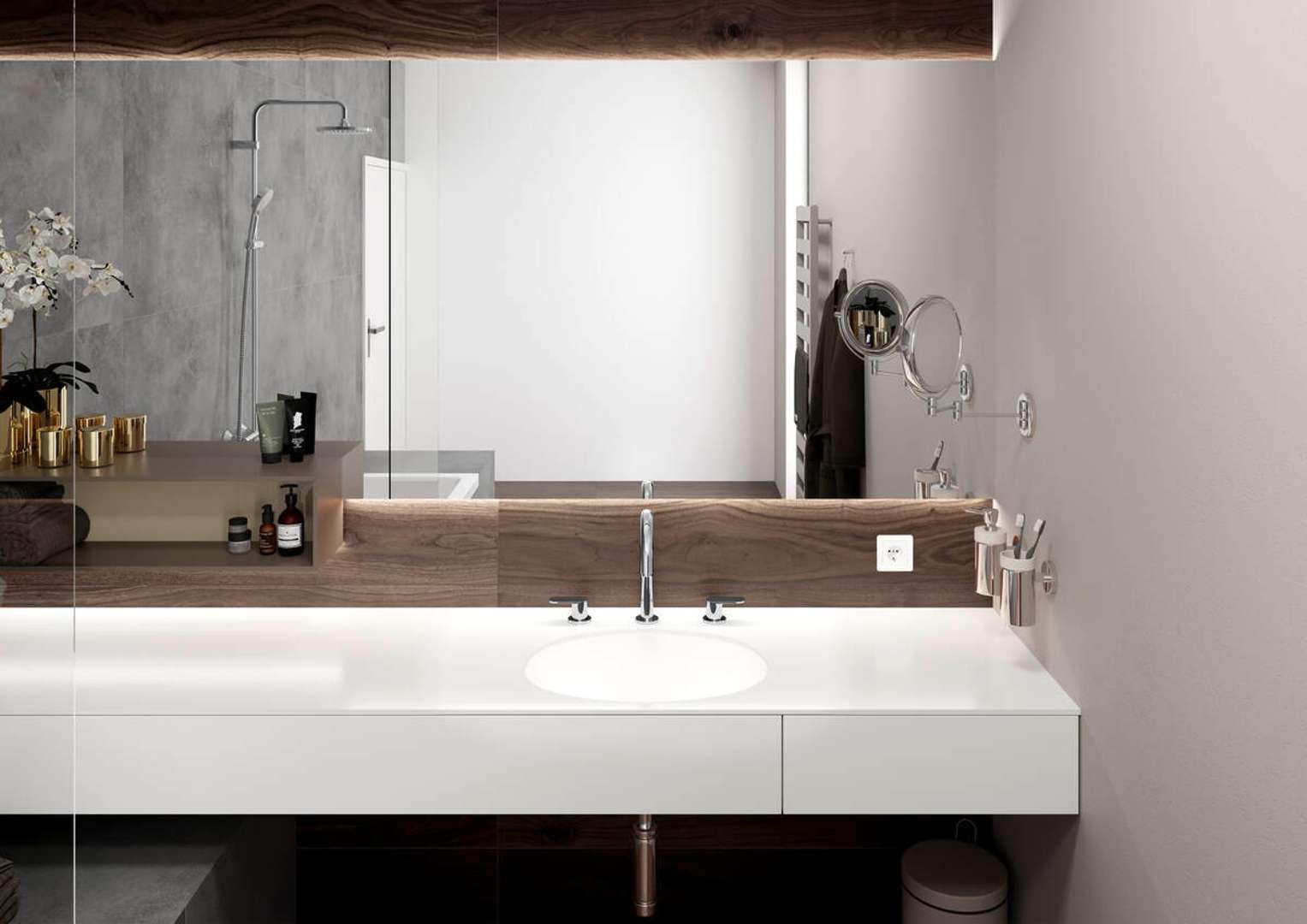 hansgrohe 3-Loch Waschtischarmatur Vernis Blend, Wasserhahn Bad Höhe 150 mm, mit Zugstange, Badarmatur wassersparend, Chrom