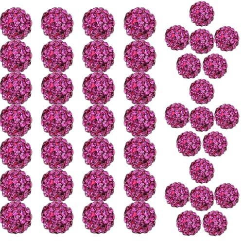 10mm Fuchsia Grade A Rhinestone Beads for Baseball Necklace-Round Disco Ball Bead Rhinestone Clay Beads for Earring Jewelry Making,Necklace Bracelet,DIY Craft Supplies(200 pcs)