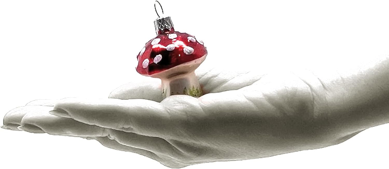 Christmas Glass Ornament Lucky Mushroom for Gift, Little Ornaments Mini Redcap Toadstool for Christmas Tree Decor - by Polish Gallery - Image 2